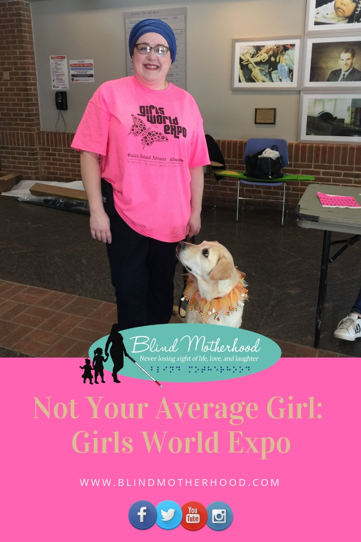 ID: Holly with Frances in her Girls World Shirt @ Staten Island Expo. Photo Credit: Girls World Expo