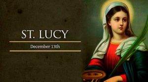 Brown background with pic of St. Lucy